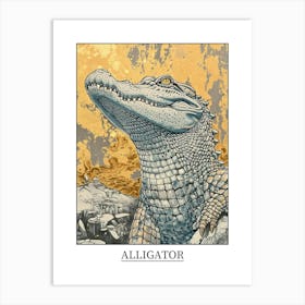 Alligator Precisionist Illustration 3 Poster Art Print