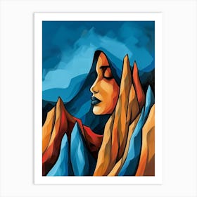 Woman In The Mountains 2 Art Print