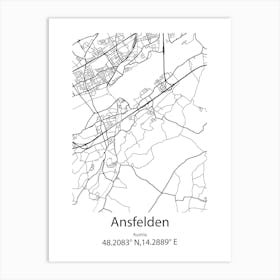 Ansfelden,Austria Minimalist Map Art Print