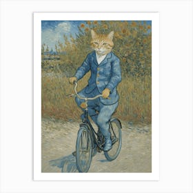 Adorable Cat On A Bicycle Art Print