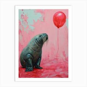 Cute Walrus 3 With Balloon Art Print