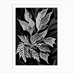 Myrtle Leaf Linocut 3 Art Print