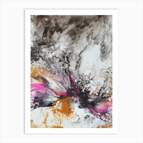 Abstract flowers gold pink Art Print