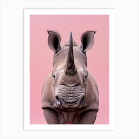 Rhino On Pink Background 3 Art Print