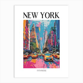 Fifth Avenue New York Colourful Silkscreen Illustration 4 Poster Art Print