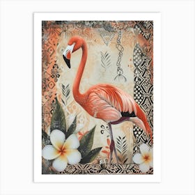 Greater Flamingo And Plumeria Boho Print 4 Art Print