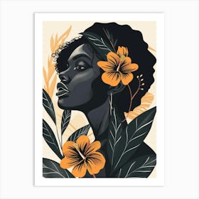 Black Woman With Flowers 7 Art Print