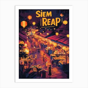 Aihrgdesign A 1970s Inspired Travel Poster For Siem Reap 2 Art Print