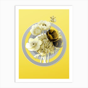 Botanical Anemone Simplex in Gray and Yellow Gradient n.004 Art Print