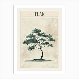 Teak Tree Minimal Japandi Illustration 1 Poster Art Print