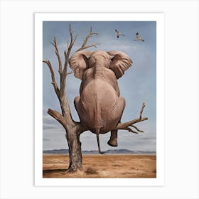 Elephant In Tree Art Print