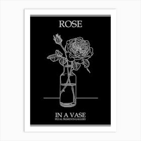 Rose In A Vase Line Drawing 2 Poster Inverted Art Print