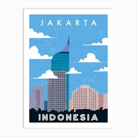 Jakarta, Indonesia — Retro travel minimalist poster 1 Art Print