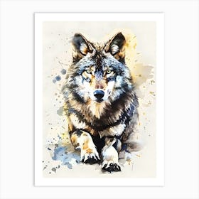 Wolf Watercolor Painting Art Print