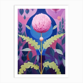 Globe Amaranth 1 Hilma Af Klint Inspired Pastel Flower Painting Art Print