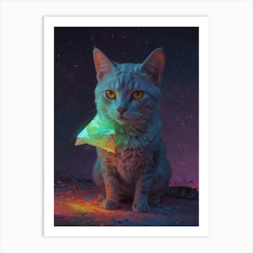 Cat With Origami Art Print