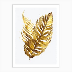 Golden Leather Fern Watercolour Art Print