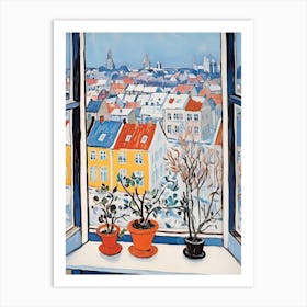 The Windowsill Of Reykjavik   Iceland Snow Inspired By Matisse 1 Art Print