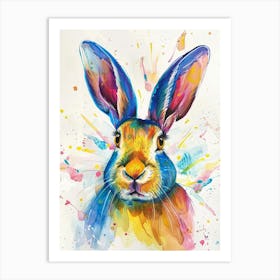Rabbit Colourful Watercolour 2 Art Print