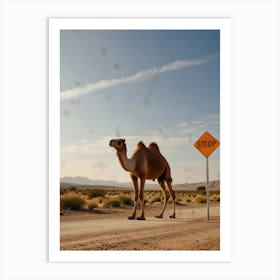 Camel Crossing Road Art Print