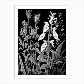 Fringed Loosestrife Wildflower Linocut Art Print
