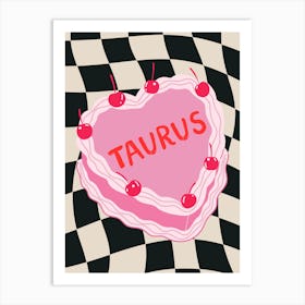 Taurus Zodiac Heart Cake Art Print