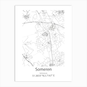 Someren,Netherlands Minimalist Map Art Print