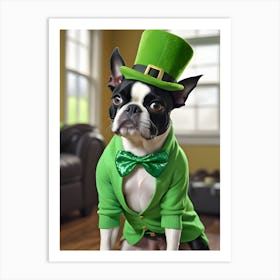 St Patrick'S Day Boston Terrier 10 Art Print