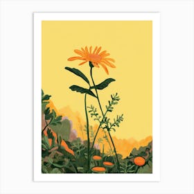Boho Wildflower Painting Golden Ragwort 2 Art Print