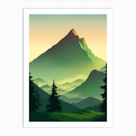 Misty Mountains Vertical Composition In Green Tone 58 Art Print