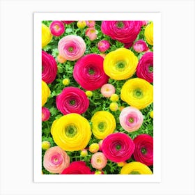 Ranunculus Repeat Retro Flower Art Print