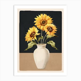 Sunflowers in a White Vase 1 Art Print