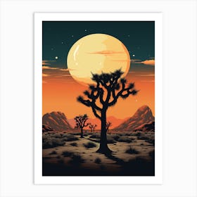 Joshua Tree At Sunset In Gold And Black (2) Art Print