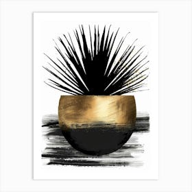 Black And Gold Plant Art Print