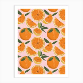 Juicy Oranges Pink Art Print