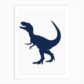 Navy Blue Dinosaur Silhouette 8 Art Print