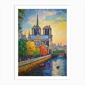 Notre Dame Paris France Paul Signac Style 2 Art Print