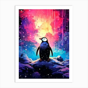 Penguin In Space Art Print