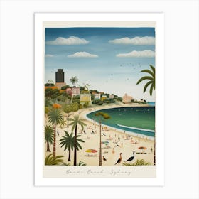 Poster Of Bondi Beach, Sydney, Australia, Matisse And Rousseau Style 1 Art Print