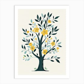 Pecan Tree Flat Illustration 6 Art Print