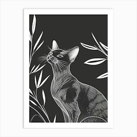 Burmese Cat Minimalist Illustration 1 Art Print