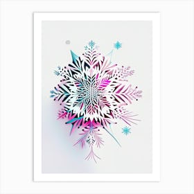 Intricate, Snowflakes, Minimal Line Drawing 1 Art Print