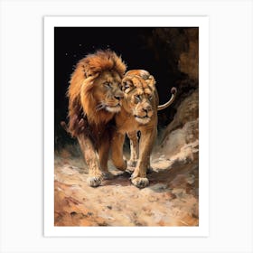 Barbary Lion Rituals Acrylic Painting 1 Art Print