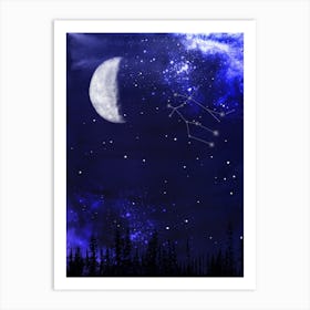 Moon And Stars - Starry Night and Moon #7 Art Print