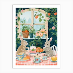 Animals Having Tea   Bunnies Art Print