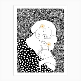 Mother And Daughter Embrace Art Print