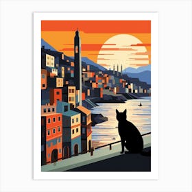 Istanbul, Turkey Skyline With A Cat 3 Art Print