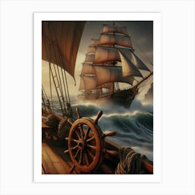 Sailing Ship In Rough Seas Art Print