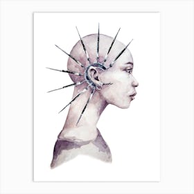 Vibrant And Edgy Watercolor Portrait Art Print