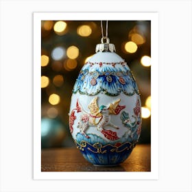 A Hyper Realistic Handcrafted Porcelain Creature Embellishing A Christmas Ornament Vibrant Hues Da Art Print